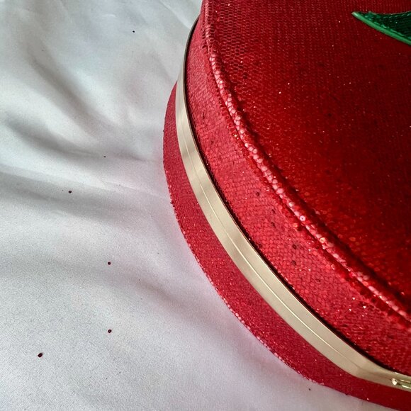 Red Sequins Apple Design Women's Gold Shoulder Clutch Bag Snow White Costume - Picture 12 of 14